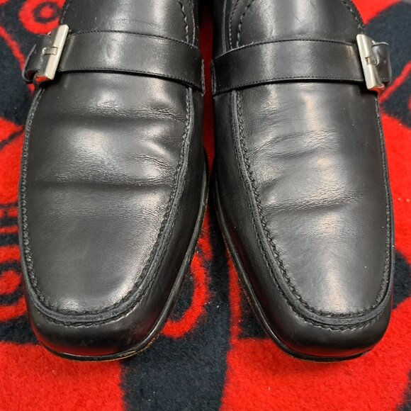 %Size 12 Bruno Magli Carlo Mens Black Dress Shoes Leather Loafers Italy D3 main image 7